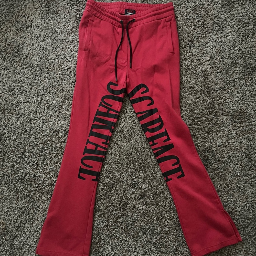 Reason Red Sweatpants with Black Scarface Design